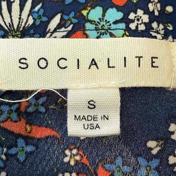 Socialite Blue Multi Floral Print High Slit Maxi Skirt size Small - Picture 7 of 10